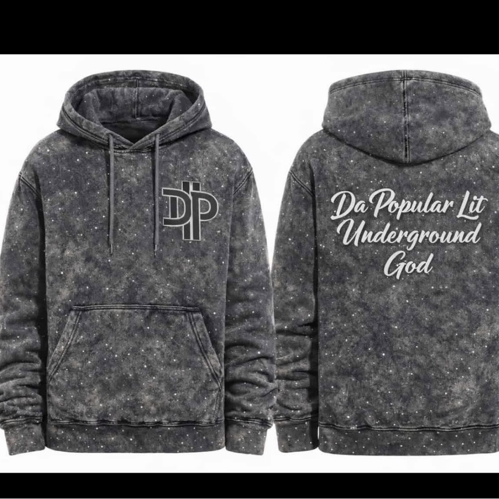 Underground God Acid Wash Black Hoodie
